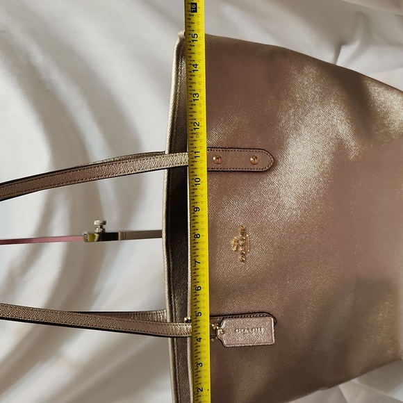 Coach City Tote Bag In Shimmery Rose Gold - Picture 9 of 13